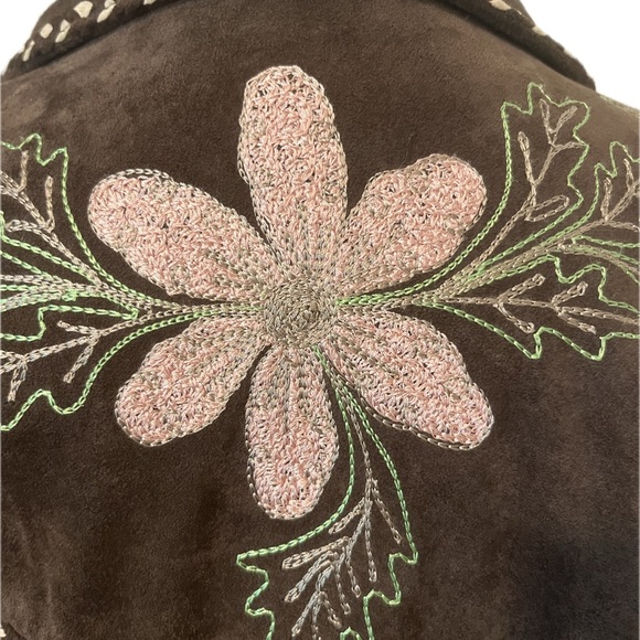 Vintage Alan Michael brown suede jacket with Embroidery + Fringe Brown - Picture 7 of 10
